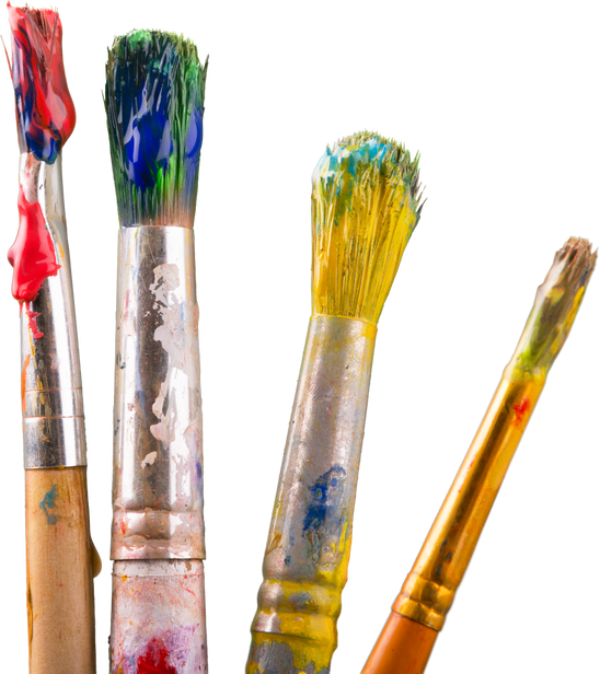 Stack of Color Artist Paint Brushes